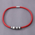 Red braided leather men's bracelet with silver magnetic clasp and decorative beads - Type A 5.5mm Red Necklace