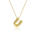 Golden letter U balloon style pendant necklace with smooth finish and high metal shine - Letter U Necklace Set