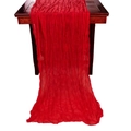 Wrinkled red cheesecloth table runner with sheer texture for elegant wedding decor - Red