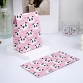 Pink striped paper gift bag featuring cute panda patterns and hearts for gift wrapping - Panda