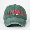 Verstellbare dunkelgrüne Baseballkappe aus gewaschener Baumwolle mit California-Stickerei - Einheitsgröße / Dunkelgrün