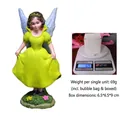 Resin flower fairy figurine in yellow dress with blue wings and a floral base stand - Flower Fairy Queen