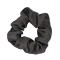 Elastic black satin scrunchie hair tie with smooth silk-like texture and soft sheen - Black