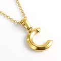 Minimalist 18K gold plated stainless steel necklace featuring a 3D letter C pendant - Letter C / Gold