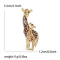 Golden alloy giraffe brooch with brown enamel dots and crystal rhinestone accents - Brown