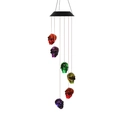 Solar powered skull wind chime with multi-color LED lights for Halloween garden decor - Antique Skull