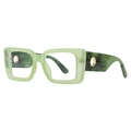 Modern vintage square sunglasses in translucent green with marble-patterned wide temples - Light Green Frame Clear Lens (C13)