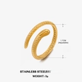 Verstelbare slangenring van 18K verguld roestvrij staal met schubbenpatroon - Slang Ring / Goud