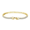 Classic gold S925 sterling silver tennis bracelet with round white cubic zirconia stones - Machine-made Tennis Chain 3mm Thick Electroplated 14k Gold 16.5cm Long Approximately 5.9g.