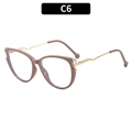 Cat-eye TR90 blue light blocking glasses frame in soft brown with golden wavy temples - Coffee Frame