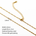 1.8mm 18K gold plated stainless steel box chain with 45+5cm extender for jewelry making - Water Wave Chain / Gold