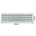 Linen table runner 180x30cm featuring green geometric stripes and beige tassels - Green Rhombus Table Runner