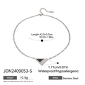 Chaîne Figaro en acier inoxydable argenté avec pendentif triangle géométrique de 42 cm - Style Pendentif Triangle Inversé en Émail Noir (JDN2409053-S) / Argent