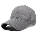 Grey mesh baseball cap with classic side embroidery for breathable summer outdoor sun protection - Adjustable / Light Gray