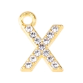 Macro view of gold-plated alloy letter X pendant with sparkling rhinestone inlay details - Letter X-Gold