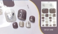 Detail of purple-grey toe nail stickers with silver glitter and foil accents, model QYJ21-048 - Purple Gray White Silver Foil Glitter Style (QYJ21-048)