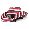Detail of silver eagle buckle and American flag stripes on straw cowboy hat - M (56-58cm) / Eagle Pattern Metal Buckle Style (JX9364002)