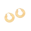 Macro shot of thick gold hoop earrings with spiral twisted texture and lever back - Spiral Texture Thickened Hoop (8#)