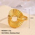 Adjustable golden stainless steel ring featuring a unique pleated disk design weighing 2.5g - Fan Shape Disk 672 / Gold