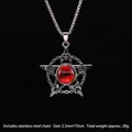 Collana gotica argento con occhio rosso e teschio su catena in acciaio inossidabile - Malocchio Stella Rossa