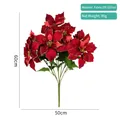 Bouquet de poinsettia artificiel rouge foncé avec paillettes dorées et dimensions - 60cmx50cm / Bordeaux