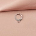 Polished silver stainless steel round earring clasp with jump ring on pink fabric background - Steel Color - Round