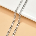 Y2K silver Cuban link chain necklace with high polish finish on a neutral background - 9# 4.4mm Flat Chain (1m)