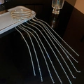 Elegant gold headband with long sparkling rhinestone tassels for formal evening events - Gold Blue Zircon Tassel Style