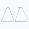 Macro detail of large geometric triangle earrings in silver stainless steel finish - Triangle Style (Steel Color)