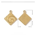 Vue détaillée des paramètres du pendentif carré en spirale en acier inoxydable doré - VG390-Carré Texturé en Spirale (24x20mm)