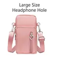 Pink crossbody phone bag in large size featuring a functional headphone jack port - Large (With Headphone Jack) / Pink