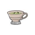 Kreative Emaille-Anstecknadel mit cremefarbener Teetasse und 'CREATIVI-TEA' Schriftzug - Einzelner Matcha-Stil (CREATIVI-TEA)