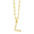 Macro shot of gold-plated letter L pendant with micro-set white cubic zirconia stones - Letter L
