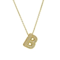 18k gold plated chunky bubble letter B pendant necklace with pave crystal rhinestones - Letter B Necklace