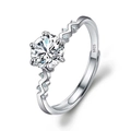 Elegant S925 sterling silver ring with wave band and brilliant round cut moissanite - JZ038 (1 Carat)