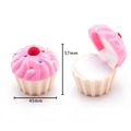 Pink cupcake velvet jewelry box showing dimensions 57mm by 45mm in open and closed views - 32# Pink Cake