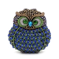 Luxury owl shaped evening clutch bag with blue rhinestones and crystal embellishments - Dark Blue