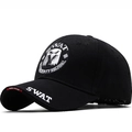 Casquette tactique SWAT noire avec broderie d'aigle pour les fans de l'armée de plein air - Réglable / Noir