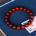 Polished red blood sandalwood bead bracelet with gold sand speckles and 18 beads - Gold Star 10mm*19 Beads (Single Loop)