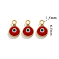 Three red evil eye pendants in 18K gold plated stainless steel with 6.5mm height - Single Hole / Gold-Red