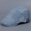 Détail latéral de la casquette plate en jean avec boucle en métal et texture denim - M(56-58cm) / Rose bonbon