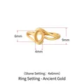 925 silver oval ring base in antique gold finish with 4x6mm matte textured gemstone mount - 4x6MM / Antique Gold