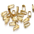 Golden stainless steel pinch bails for necklaces in a glossy polished finish - Embossed-2*6mm / Gold