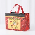 Christmas non-woven gift bag with red plaid pattern and festive reindeer bell design - Christmas Bell