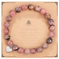 Bracelet fait main en pierre naturelle avec breloque cœur pour cadeau de 35e anniversaire - Bracelet en Pierre Rhodonite + Carte Joyeux 35ème
