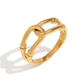 Minimalist double-layer hollow bamboo design ring in 18K gold plated stainless steel - US 6 / Gold