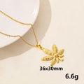 Golden maple leaf pendant necklace in stainless steel, dimensions 36x30mm and weight 6.6g - Gold Marijuana Leaf (S517-G+N22-G)