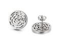 Silver stainless steel hollow rose flower stud earrings with a butterfly backing - Silver Rose Flower Hollow (KE83132-KC)