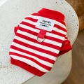 Gestreepte rood-witte hondensweatshirt met gebreide textuur, D-ring en merklabel - S (Aanbevolen gewicht 1,5-2,5 kg) / Rode Strepen (Lijnbevestiging)