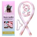 Pink and blue tie-dye heatless hair curler set with satin scrunchies and plastic claw clip - Dusty Pink Tie-Dye (With Clear Round Clip)